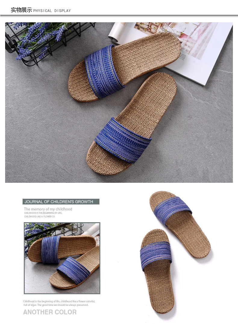 Leinen-Hausschuhe für Damen, Sommerhaus, Innenliebhaber, rutschfest, dicker Bodenschuh für Herren, Sommerhaus, Sandalen aus Baumwolle und Leinen – Detail 4