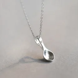 Chinese Style Cute Little Spoon Love Hollow 925 Sterling Silver Jewelry Female Clavicle Chain Pendant Necklaces   XL223