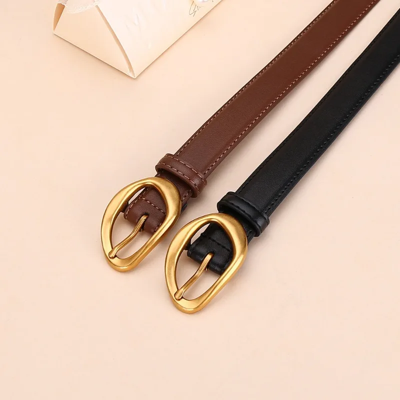 

Классический черный ремень с женским нишевым дизайном, кожаный модный универсальный ремень, новинка 2025 года, ремень с игольной пряжкой