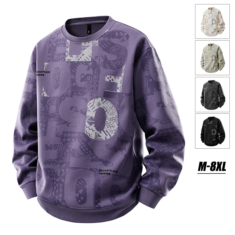 Big&Tall Männer Sweatshirt Mode Plus Größe Pullover Rundhals Sweatshirts Casual Herbst Winter Lose Hohe Streetwear 6XL 7XL 8XL