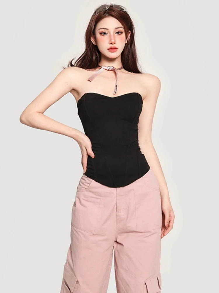 Camisole Women Solid Simple Sexy Designed Slim All-match Summer Basics Leisure Korean Style Prevalent Club Holiday Charming New