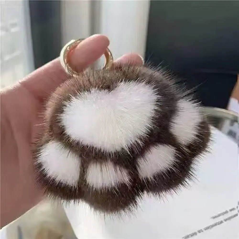 LLavero de piel de pata de gato de peluche, muñeco peludo de amor, llavero relleno de pata de gato, muñeco de peluche Kawaii, colgante de pata de gato de peluche