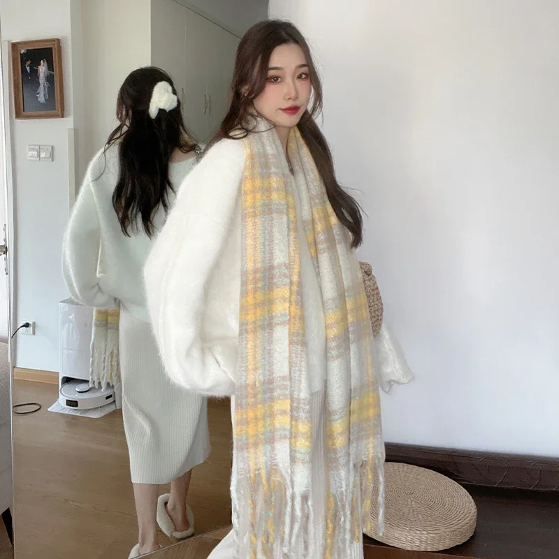 وشاح موهير جديد لعام 2025 للنساء للخريف والشتاء على الطراز الكوري وشاح كشمير تقليد متعدد الاستخدامات من ميلارد