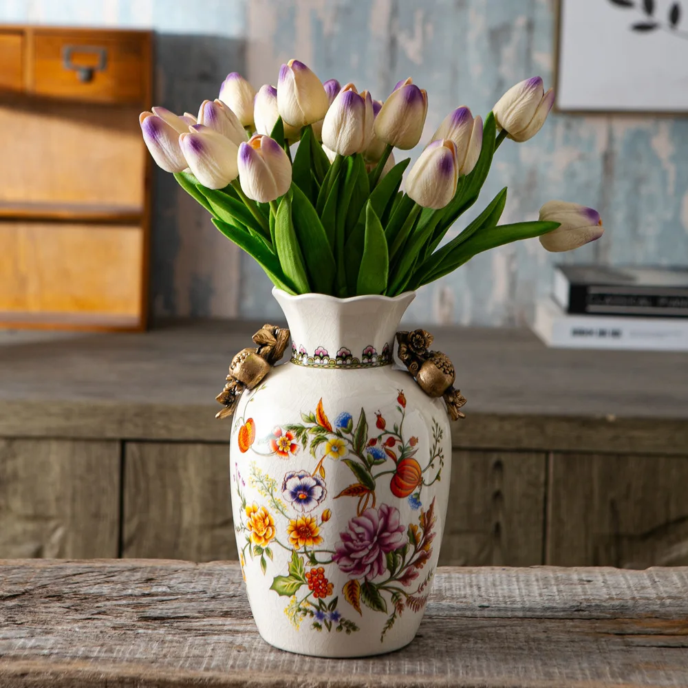 

Американская керамическая ваза с трещинами льда, креативное украшение для дома, европейский новый китайский стиль, цветочная композиция, ремесло