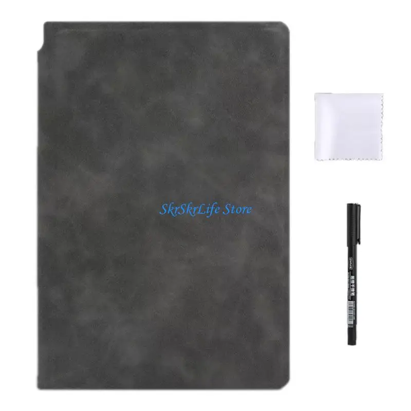E65E Erasable Whiteboard Notebook 6.61x9.53Inch PU Memoboard Writing Pad for Writing