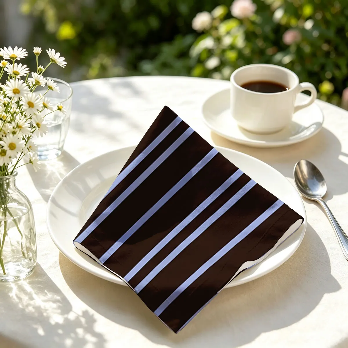 Brown Blue Stripes Bandana Paisley Headbands Hip Hop Kerchief Outdoor Unisex Headband Wrist Wraps Face Mask Handkerchief view 4