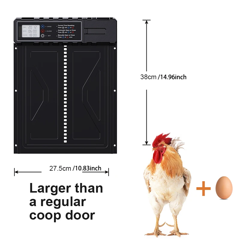 Aluminum automatic chicken coop door, equipped with a waterproof display timer and intelligent anti-pinch protection