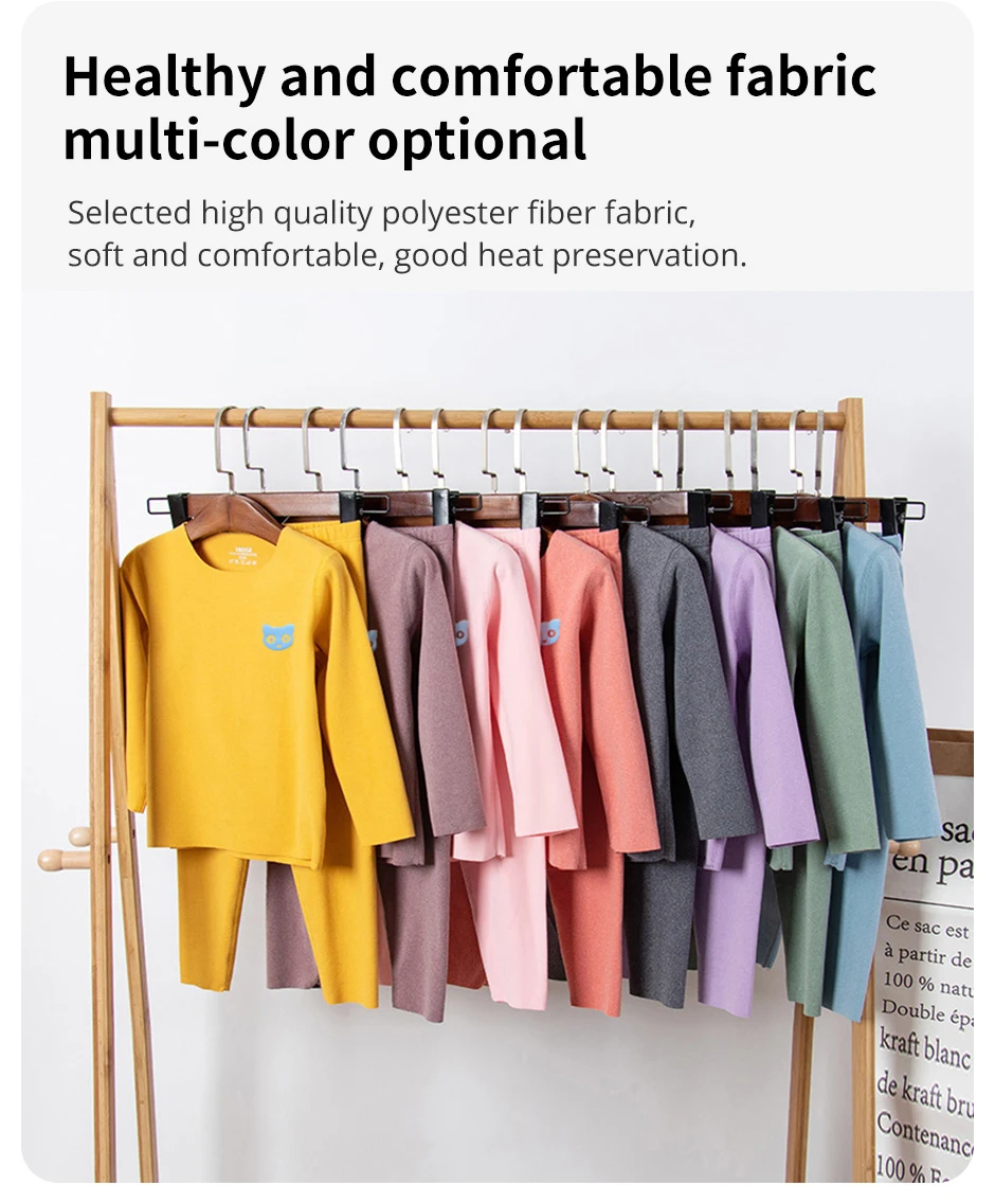 Kinder S Thermo-Unterwäsche Jungen Herbst Kleidung und Hosen Anzug Mädchen Unterhemd – Detail 3