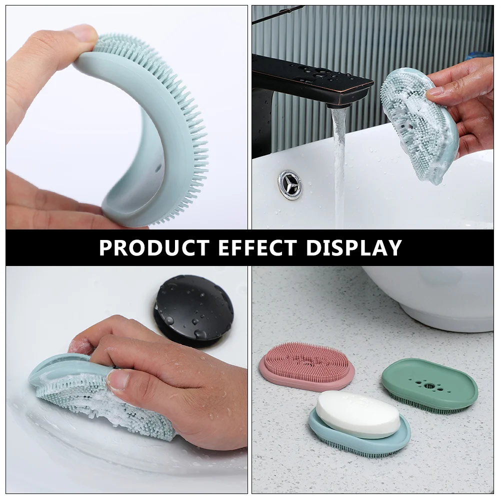 

1pc Silicone Holder Drain Box Multifunction Soap Drainer For Bathroom Kitchen With Brush Soap Shelf Drainage Design