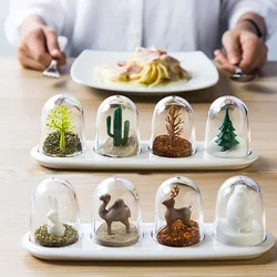 Creative 4 Seasons Spice Jars Set Animal Forest Spice Bottles Pepper Sugar Salt Shaker Containers Kitchen Dining Table Organizer