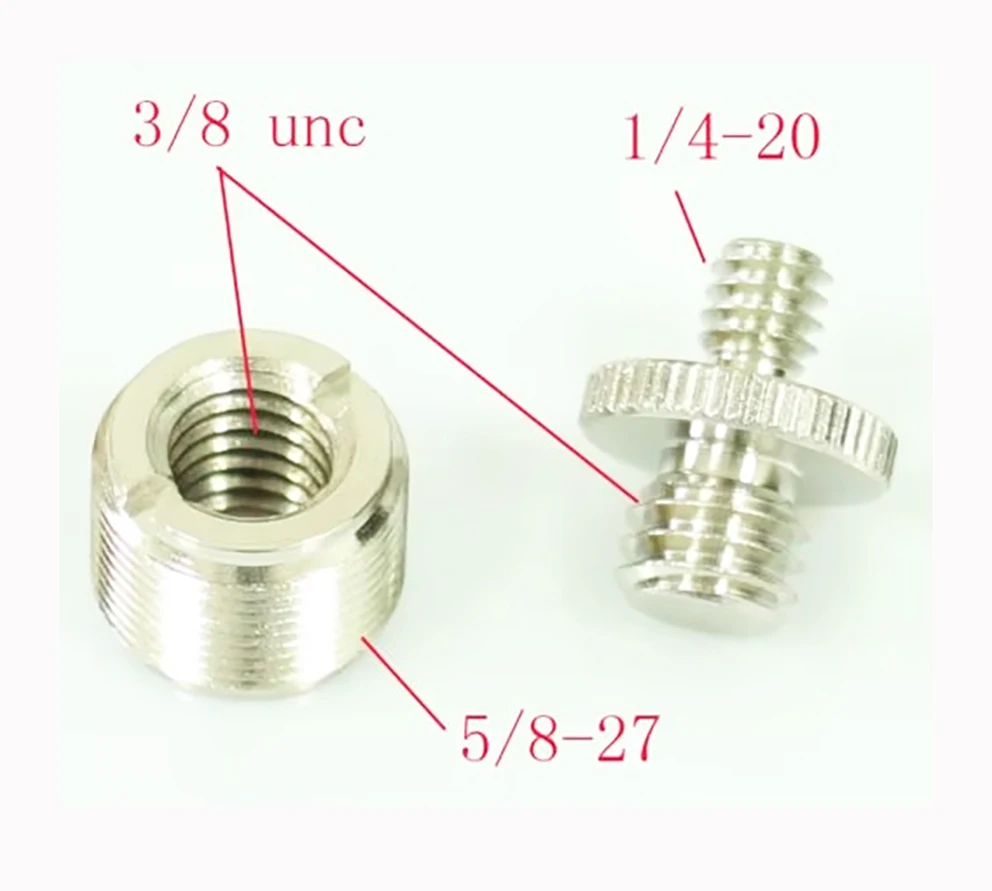 وحدة تجميع جديدة ميكروفون برغي الموضوع 1/4 "-20 ذكر إلى 5/8"-27 محول ذكر ، محول 1/4 إلى 5/8 لميكروفون الكاميرا ثلاثي القوائم