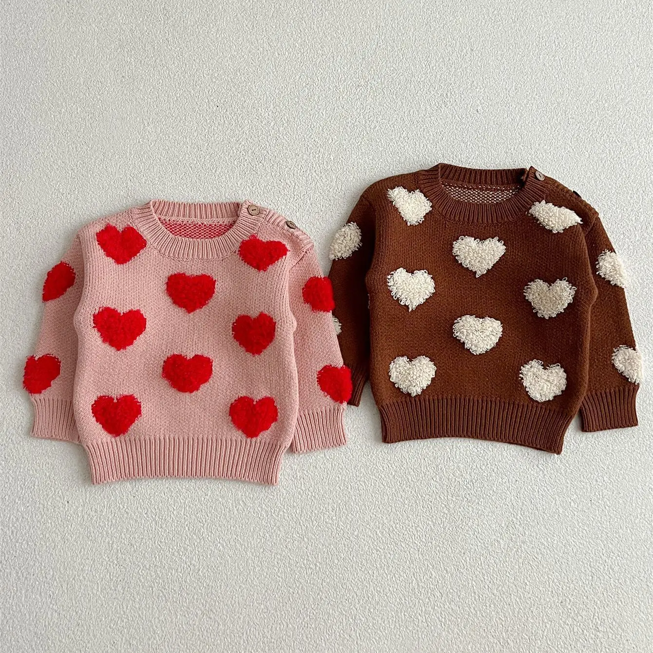 2026 Autumn New Baby Long Sleeve Sweater Girls Heart Knitted Pullover Toddler Casual Loose Tops Infant Clothes
