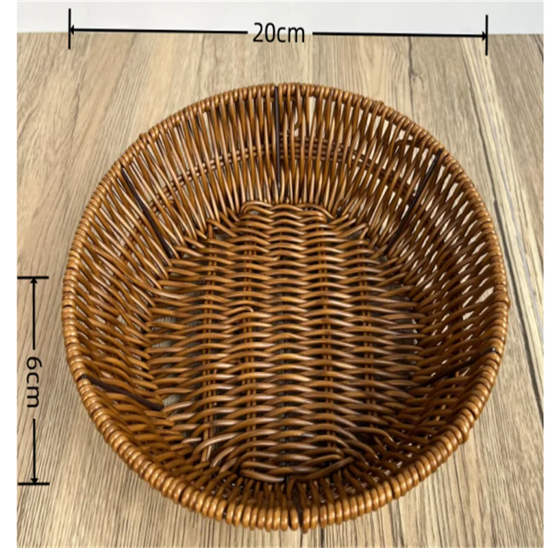 Cute round snack basket, rattan woven fruit basket, trendy woven storage basket