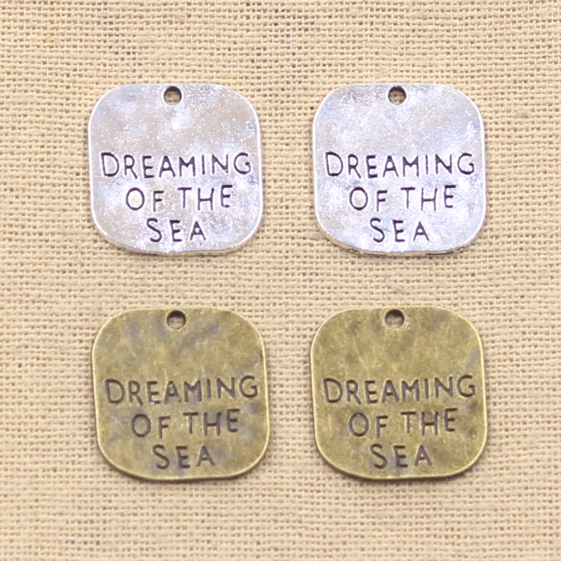 10pcs Charms DREAMING OF THE SEA 19x19mm Antique charms,pendant fit,Vintage Tibetan Bronze Silver color,DIY Handmade Jewelry