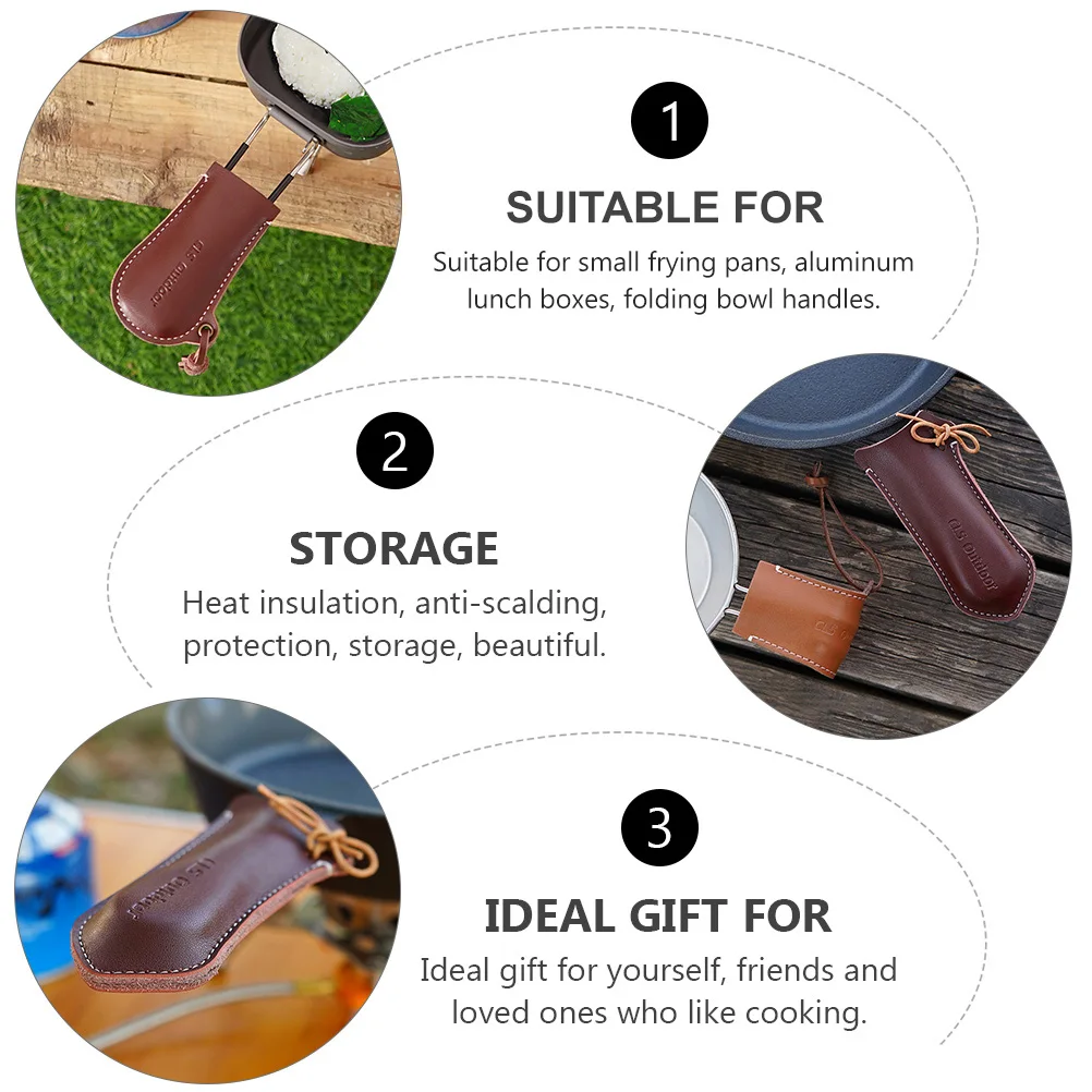 

Insulated Pot Handle Holders Heat Resistant Cowhide Cover Camping Cookware Potholder Sleeve Anti Scalding Random Color Suitable