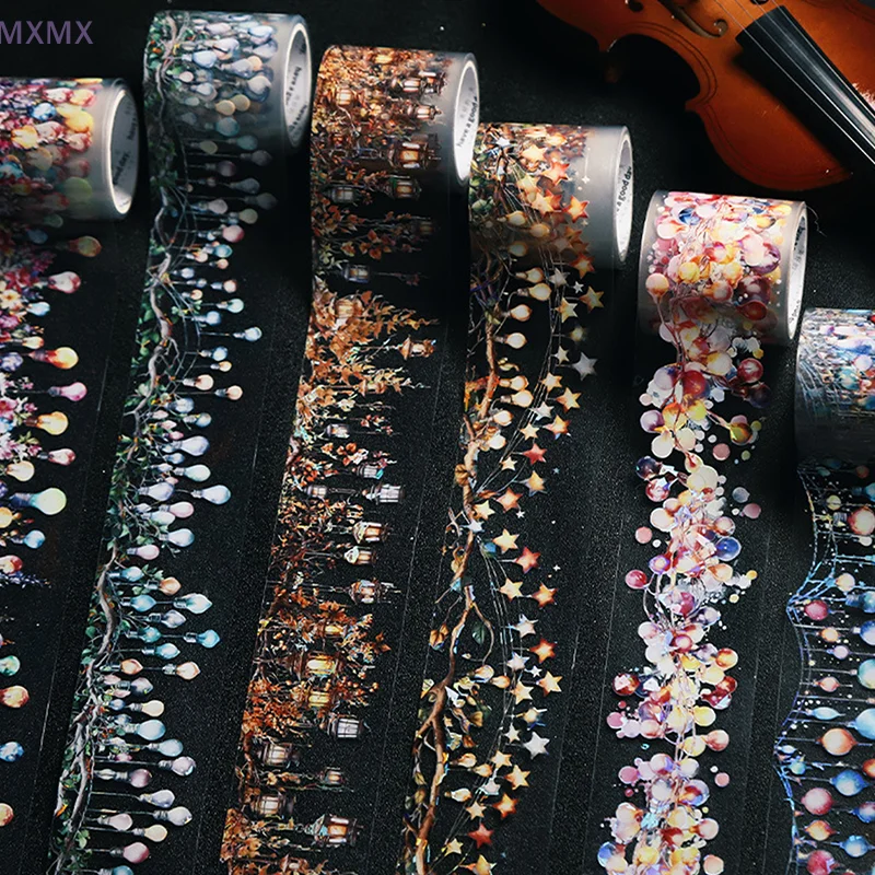 Creatieve Verlichting Thema PET Tape Voor Scrapbooking Sticker Telefoon Case Handboek Notebook Fotolijst Tag Decoratie DIY Ambachten