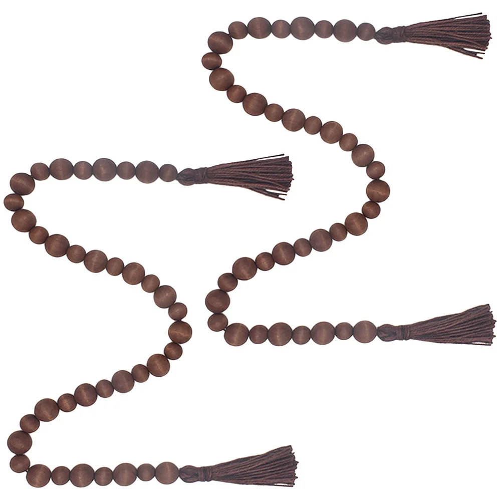 

2pcs Wood Bead Tassels for Wall Door Decor Hanging naments Farmhouse Decorative String Beads Home Accessories