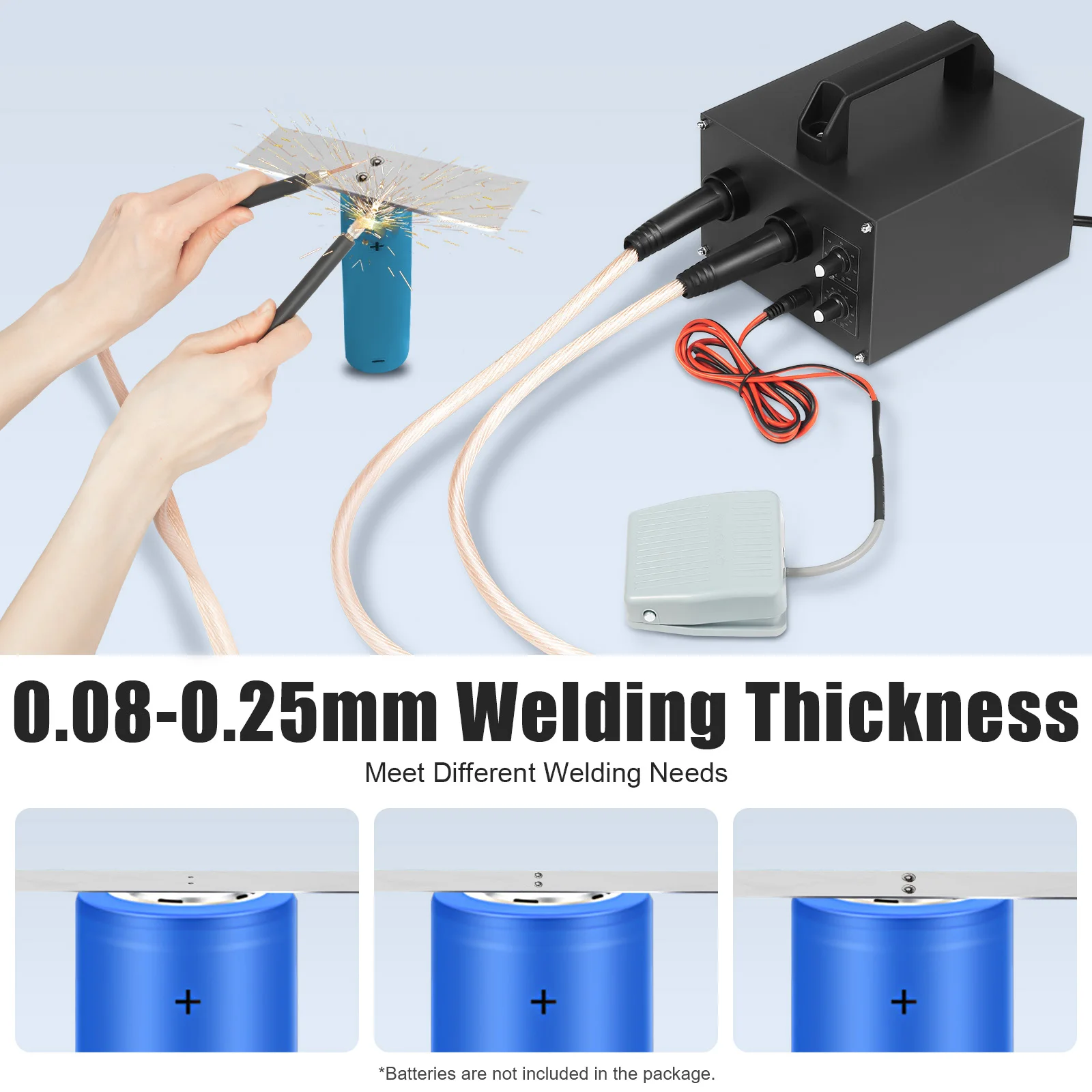 1600A 6700W Batterie-Punktschweißgerät 40-100A Einstellbarer Strom 0-100s Pulsschweißwerkzeug für 18650 Batteriepack-Montage EV Powerbank Laptop-Akku Vernickelter Stahl 0,25mm Edelstahl 0,3mm Schweißen – Detail 2