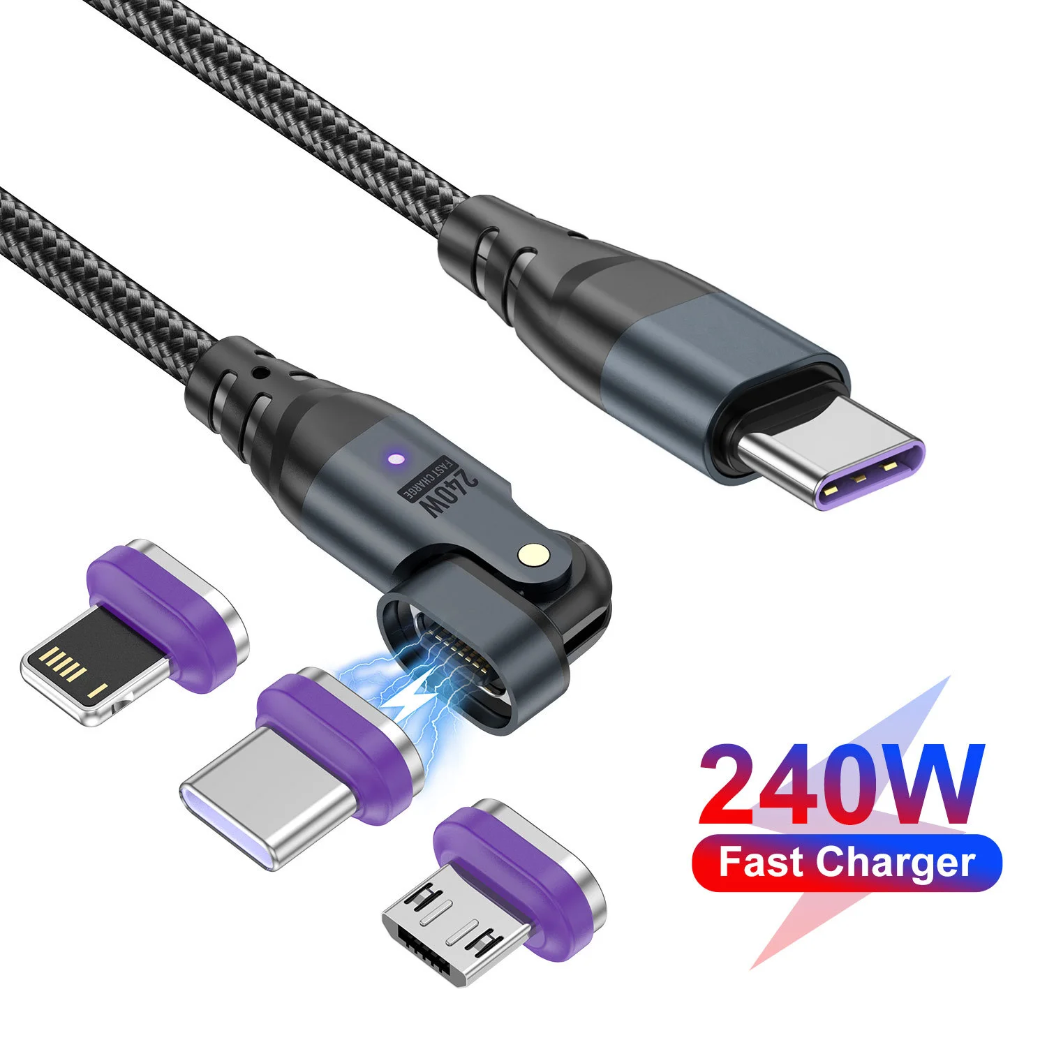 

240W Magnetic Type C Cable PD3.1 Supercharge for iPhone for MacBook PC Samsung Xiaom 5A Fast Charging USB-C Magnet Charger Wire