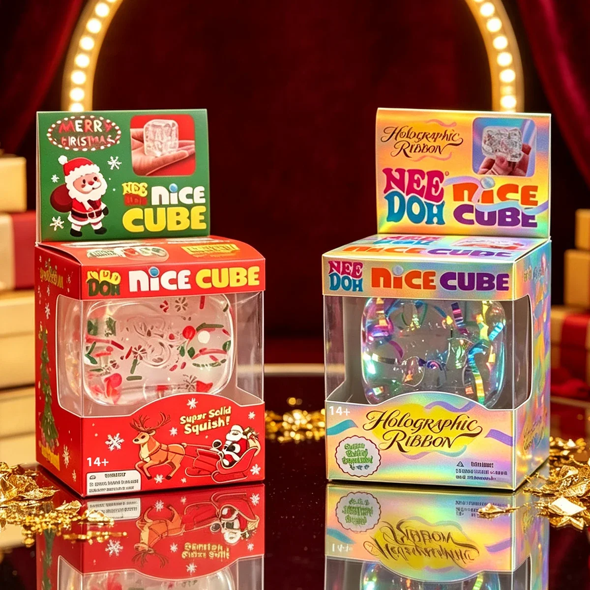 Hot NeeDoh Xmas Santa Nice Cube  Squeeze Sensory Knead Stretch Anxiety Relief ADHD Fidget Leisure Adult Christmas Gift