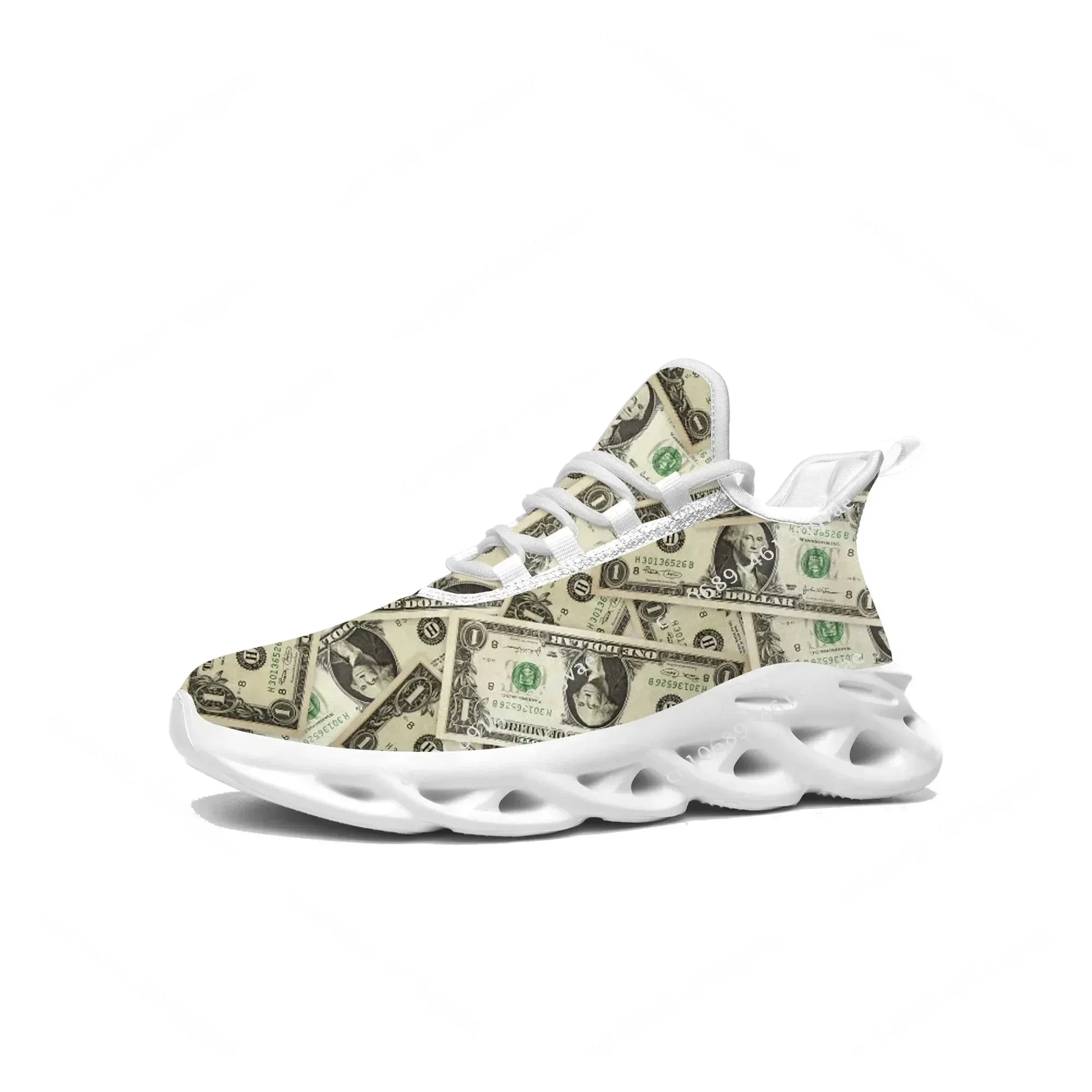 

Dollar Printed Flats Sneakers Mens Womens Pop Sports Running High Quality Sneaker Lace Up Mesh Footwear Tailor-made Shoe White