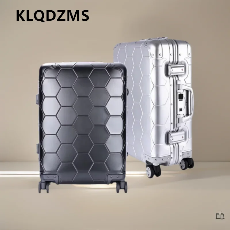 KLQDZMS Cabin Luggage 20 Inches All Aluminum Magnesium Alloy Boarding Box Men's Business Trolley Case Students Rolling Suitcase
