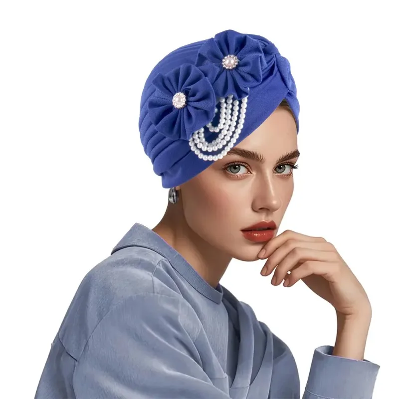 

Африканский головной убор Auto Gele, нигерийский свадебный гелевый женский платок с бусинами, мусульманский хиджаб, капот, головной убор