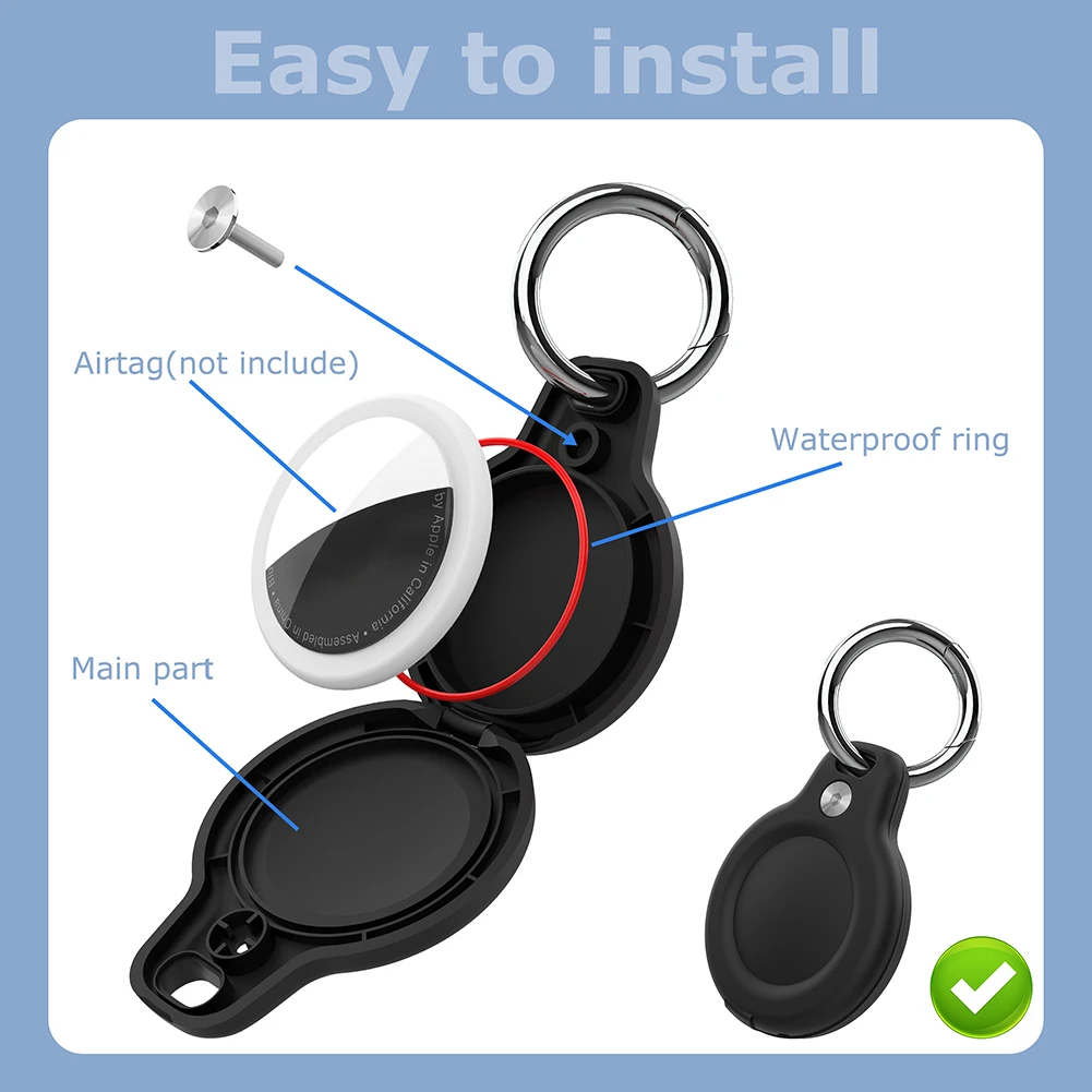 For Airtag Holder Protective Case Shell Keychain Key Ring All-Round Protection Case for Apple AirTag Hard PC Anti-scratch Sleeve