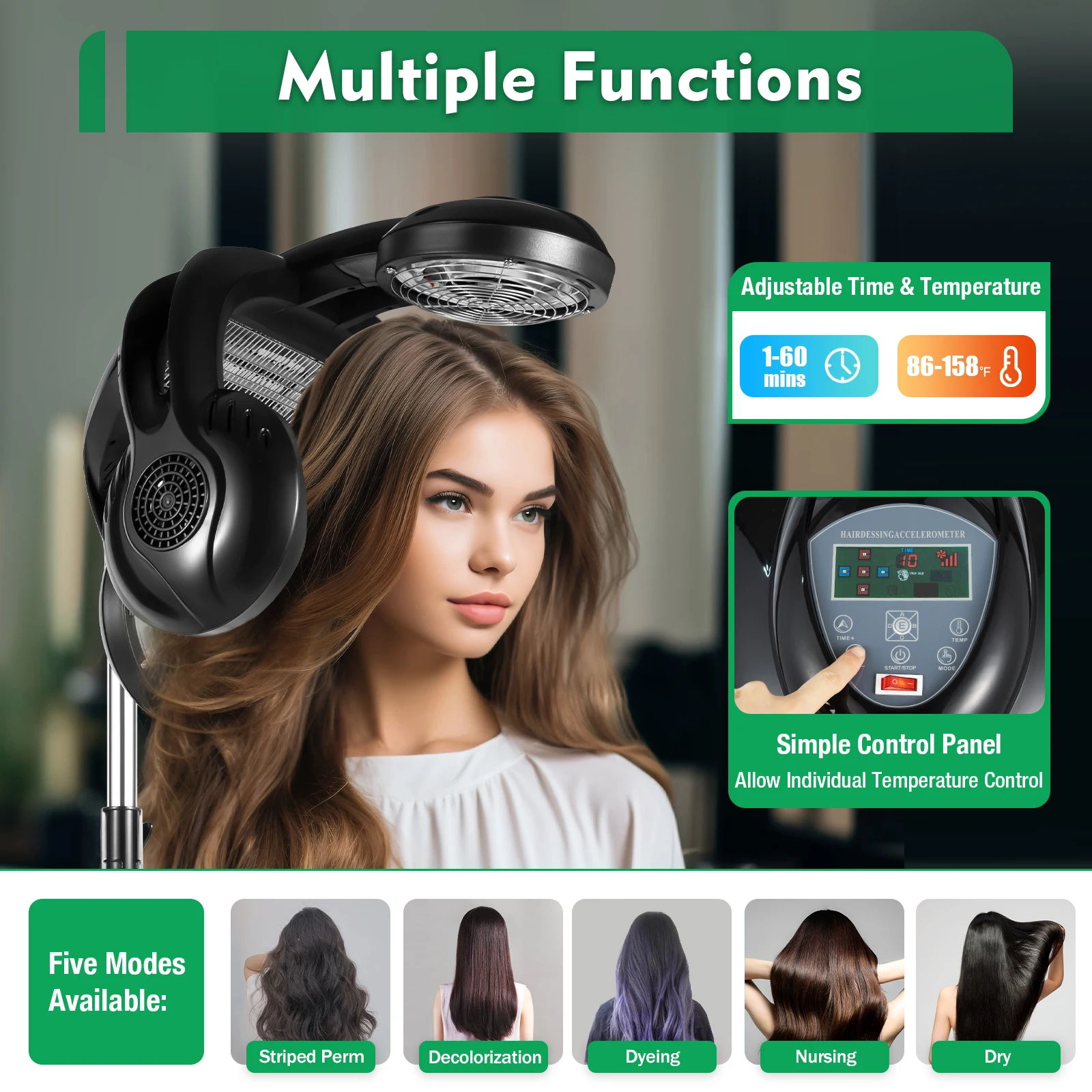 Multifunctional Salon Hair Dryer, Hair Salon Steamer , Constant Temperature Hair Care Without Hair Damage, 1.4KW 110V