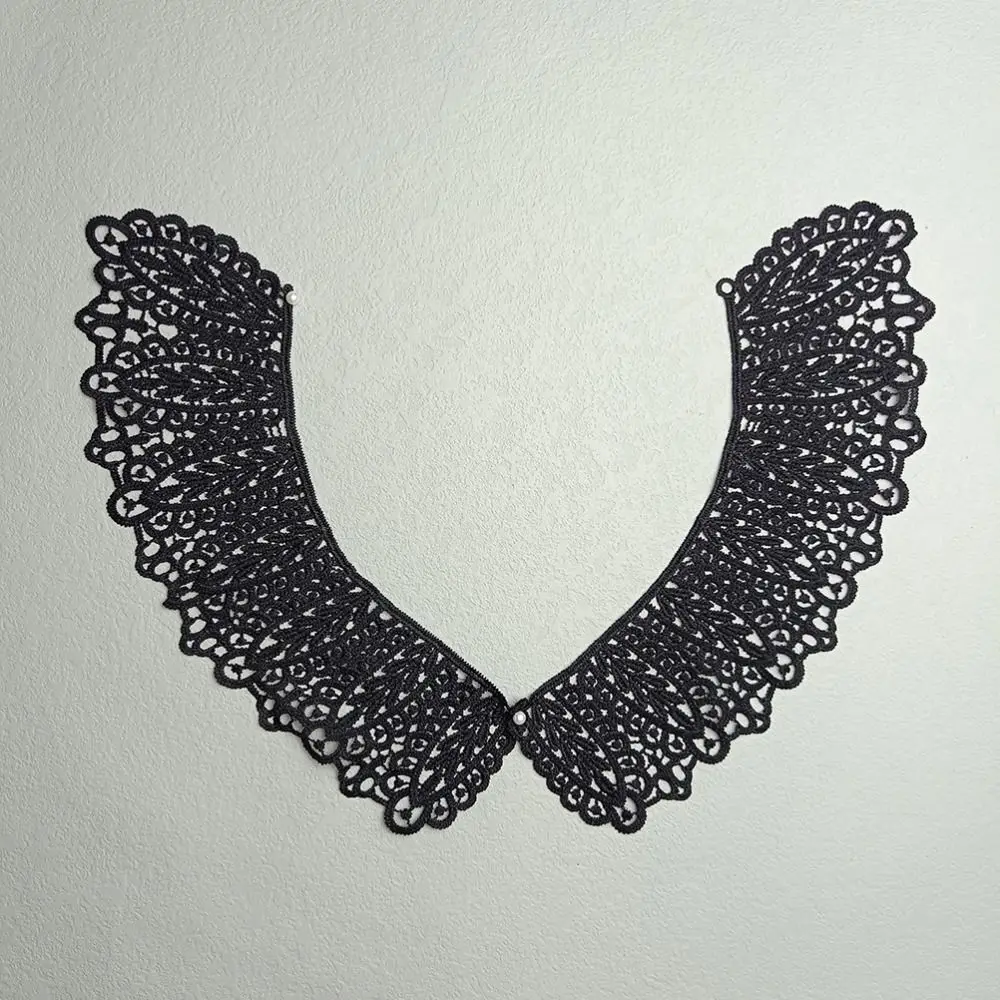 Mini Pearl Button Detachable Lace Collar Hollow Design Breathable Peter Pan Collar Soft Material Lightweight False Collar