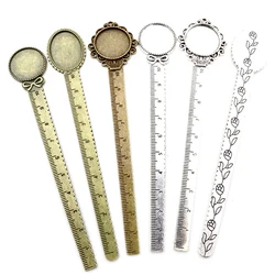 2pcs 20mm/18x25mm Ruler Bookmark Base Tray Cabochon Base Blanks Settings and Glass Cabochon Cameo DIY Jewelry Making Accessories
