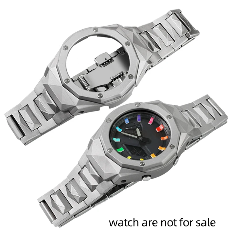 Edelstahl Mod Kit GA2100 Lünette Armband Teile für CasiOak Gehäuse G-Shock Ga2100 Ga2110 Ga-b2100 Lünette Gummiband Set Werkzeuge