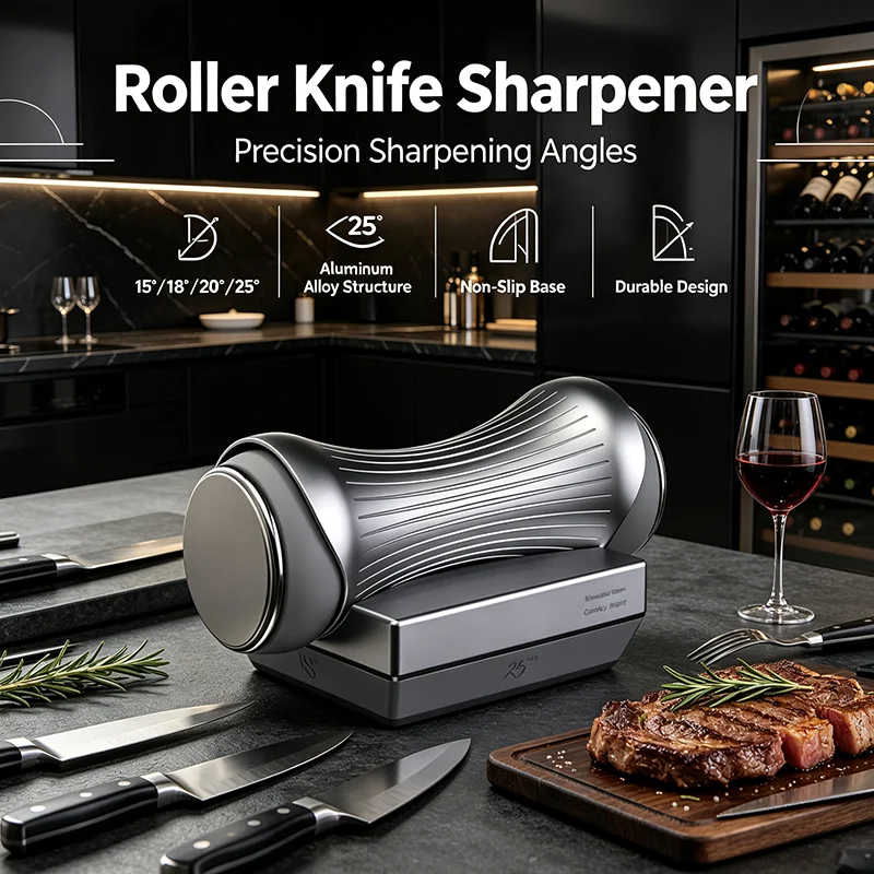 Rolling Knife Sharpener Fixed Angle Diamond Sharpening System Kit Tumbler Style Knife Sharpening Tool for Chef and Outdoor