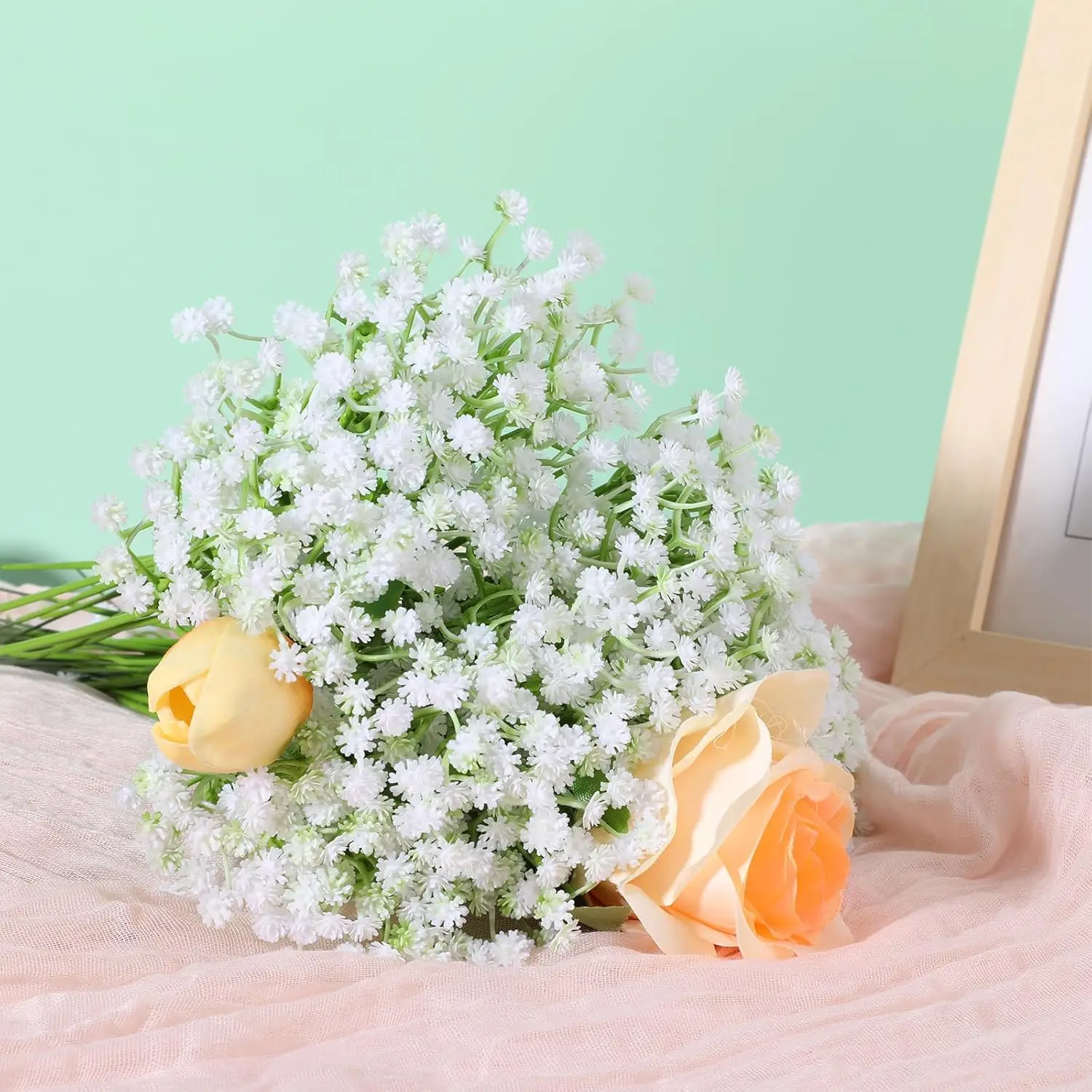 20/50 Stück Künstliche Plastikblumen Gypsophila für Außenbereich Garten Hof Haus Vase Tisch Hochzeit Brautstrauß DIY Geschenk Zubehör – Detail 5