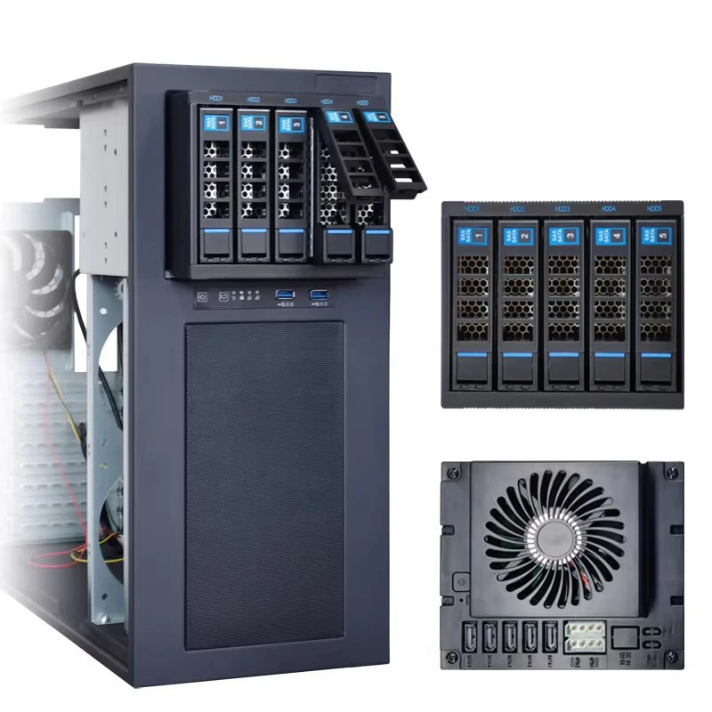 Hot-swappable Hard Drive Enclosure | Storage Expansion | Hard Drive Tray | Includes 5 Hot-Swappable Modules | PC Case Modificati