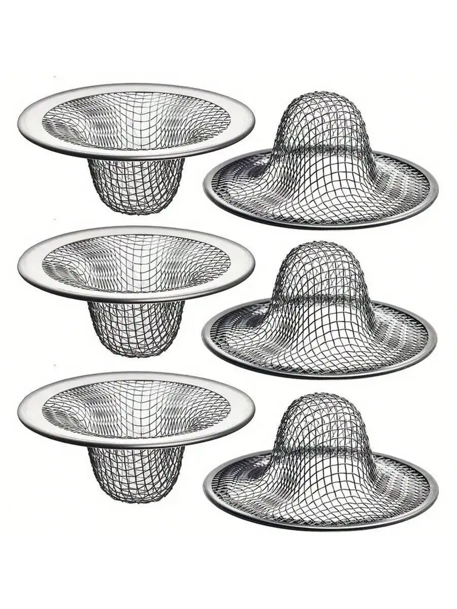 3-6pcs Stainless Steel Bathroom Sink Strainer - Hair Catcher And Drain Filter