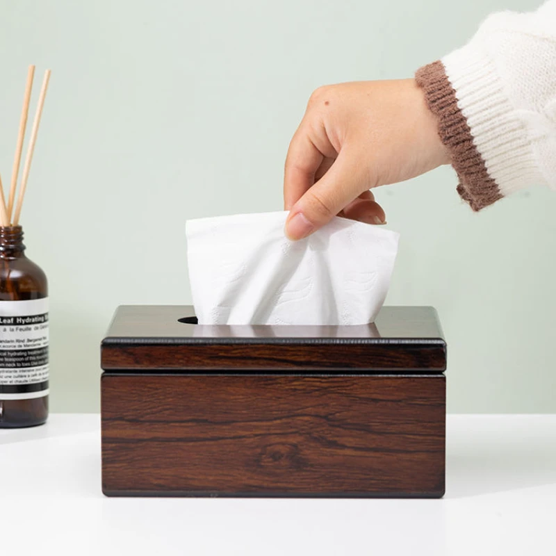 Walnut Wood Tissue Box Commercial Hotel Restaurant Paper Drawer Square Wooden Box Advertising Paper Drawer