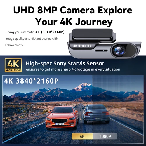 Imagen 2 del producto UHD 4K 3840*2160P coche DVR WIFI cámara de salpicadero grabadora de vídeo Dashcam registrador caja negra monitoreo 24 horas visión nocturna