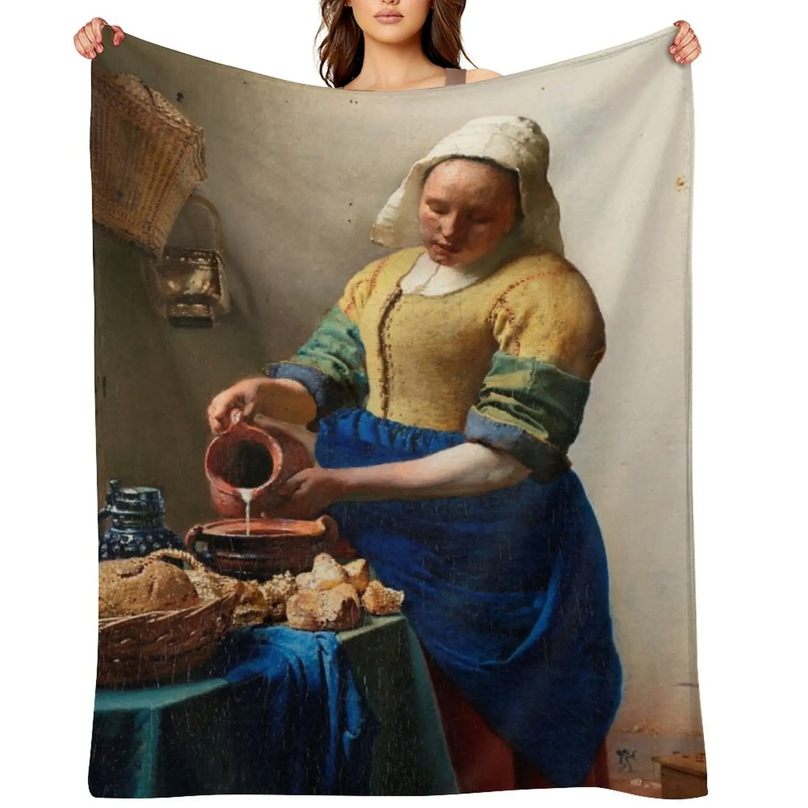 

The Milkmaid (ca. 1660) by Johannes Vermeer Throw Blanket Comforter Quilt wednesday Multi-Purpose Blankets