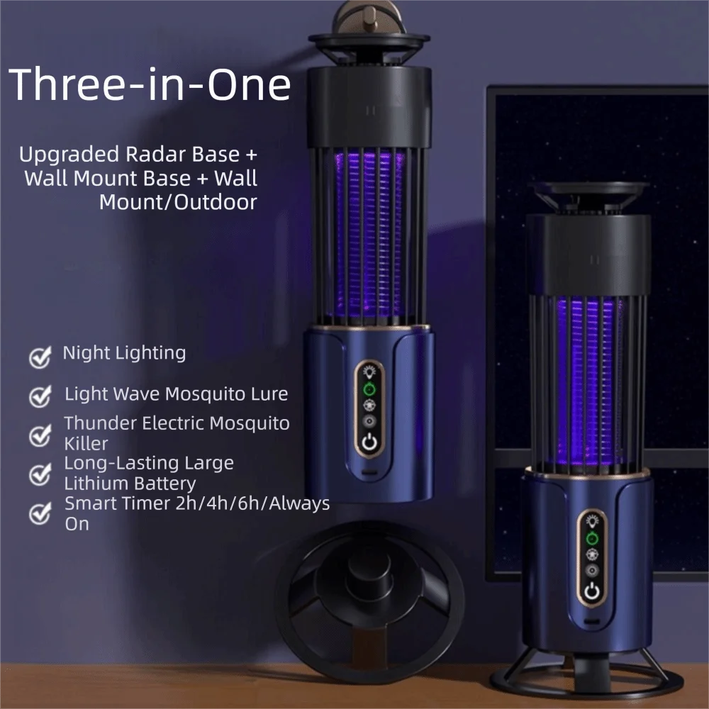 壁掛け式電気蚊取りランプ-usb充電式自立型電気ショック蚊取り器-静音動作-タイマー機能付き