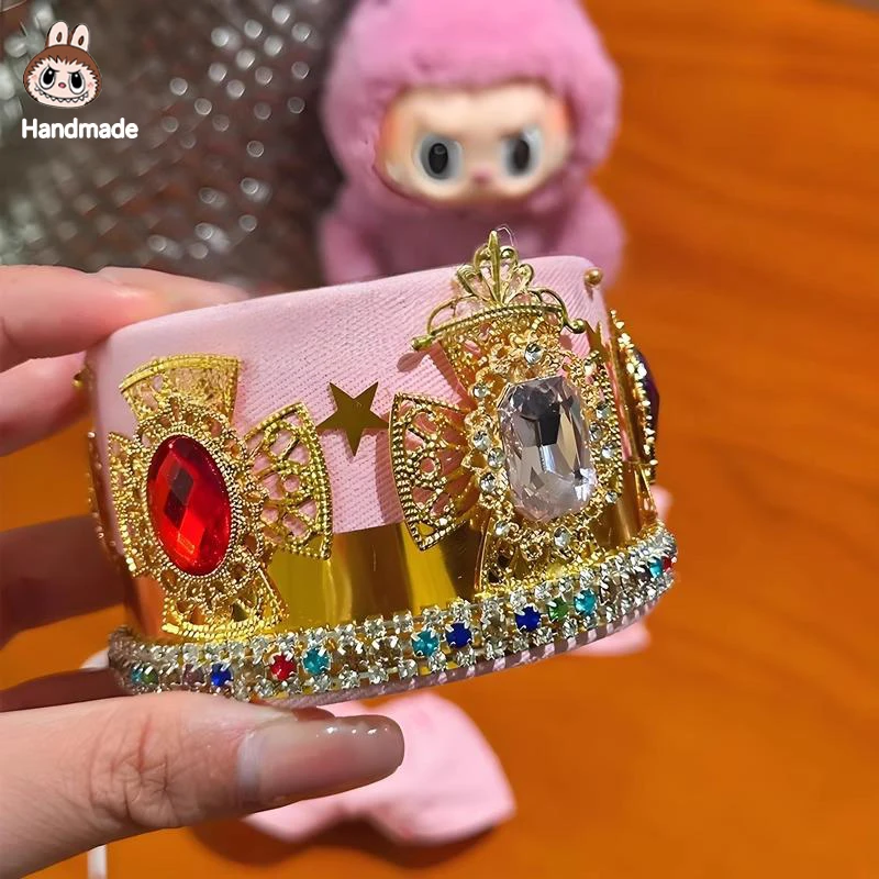 Nouveau chaud 17 cm Labubu vêtements poupée costume Gd rose couronne ensemble Rose ensemble bricolage accessoires vêtements jouet cadeau fille coréen idole Fan cadeau