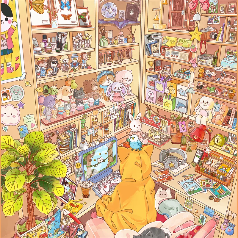 Kawaii ثلاثية الأبعاد الغابات المطيرة الاستوائية نسيم عدن الكرتون مشهد مصغر ملصقات DIY بها بنفسك اليدوية التراص متعة سجل القصاصات ملصقات #2