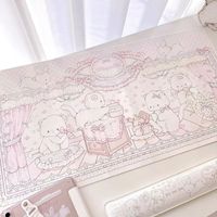 Pink Kawaii Cat Office Desk Mat Computer Keyborad Large Rubber Mouse Pad Cute Cartoon Design Mousepad House decoration Gift