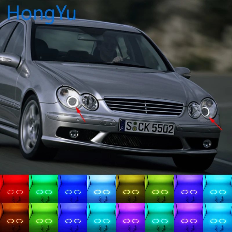 

Multi-color RGB LED Angel Eyes Halo Ring Eye RF Remote Control for Mercedes Benz CLK CLASS W209 CLK320 CLK500 03-06 Accessories