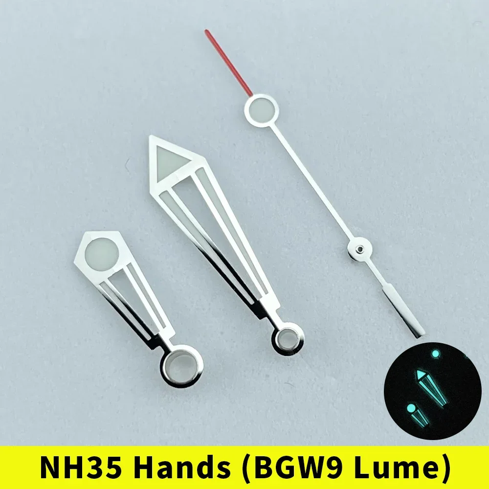 Silver Sea Master Style Watch Hands Set - BGW9 Lumed for NH35/NH36/NH38 - Fits 31mm Dial