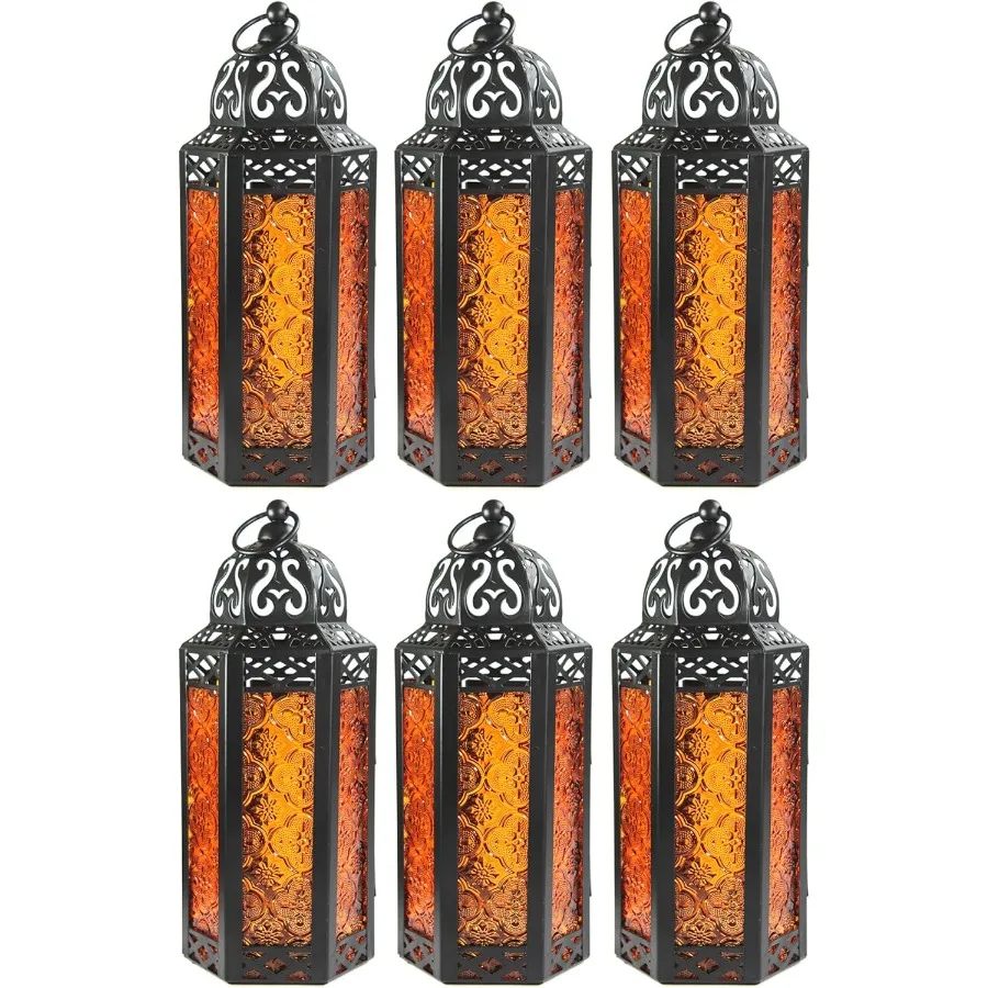 Lampada portacandele decorativa con lanterna a candela marocchina da 6 pezzi per tavolo o sospensione Decorazioni per la casa per interni Patio esterno o portico Matrimonio