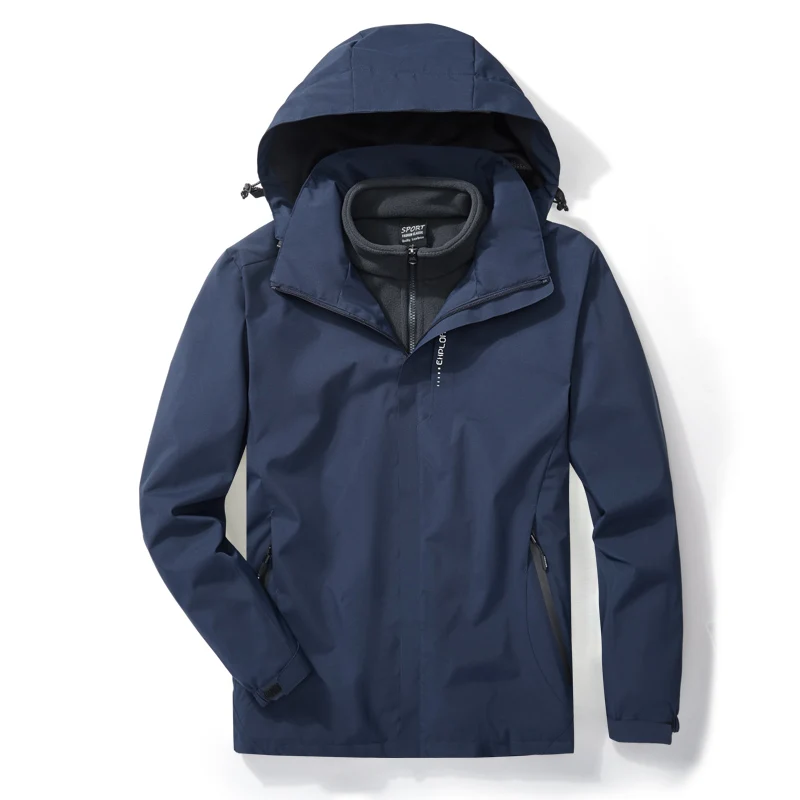 

3 in 1 Waterproof Hiking Jackets for Men Outdoor Windbreaker Warm Trekking Coats Two-pieces Sets Hooded Jacket Winter Thicken