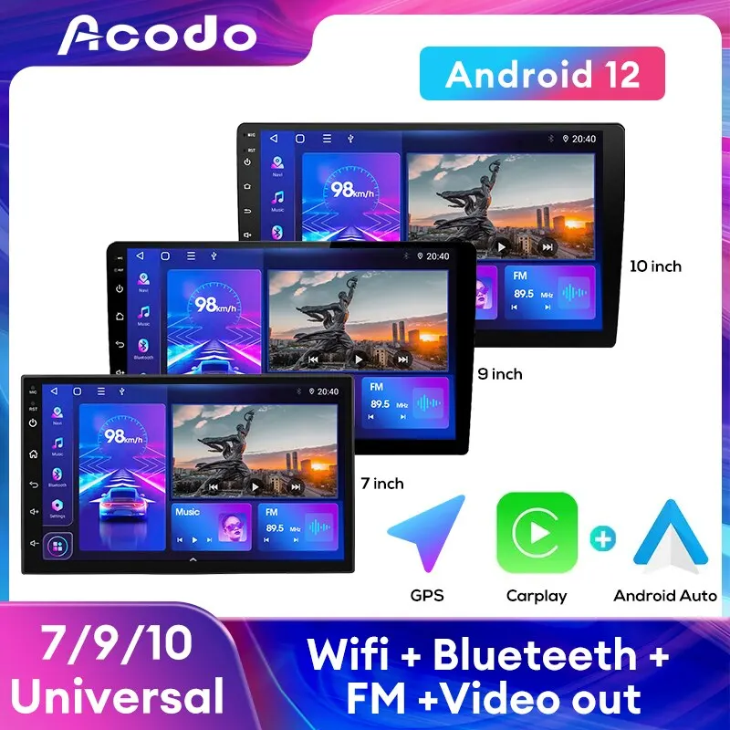 ACODO Android 12 Car Multimedia Player 2 Din 7 9 10inch Universal WiFi GPS Car Radio Carplay For Toyota Kia Nissan Honda