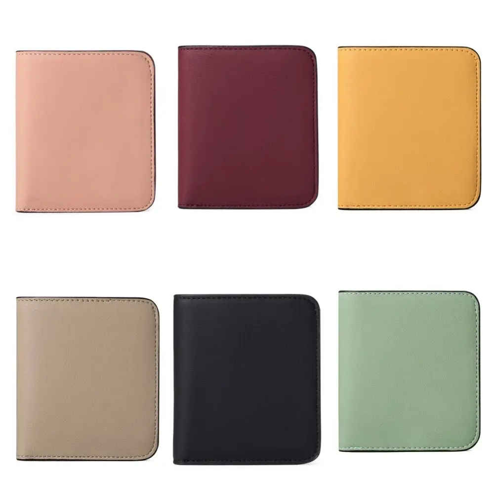 Dompet Pendek Wanita PU Kasual, Dompet Lipat Pendek dengan Ritsleting, Tas Kartu Bermotif Versi Korea, Tempat Kartu Kulit PU Wanita