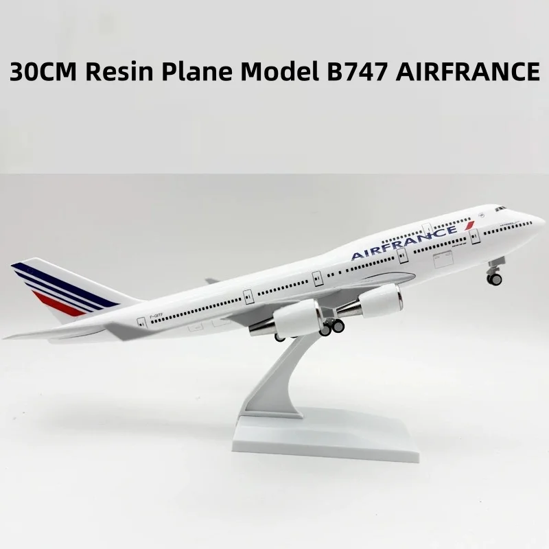 

Diecast 30cm Scale airplane toy Air France Airways B747 Resin Model Plane kit Static Model Aircraft With Display Souvenir Plane